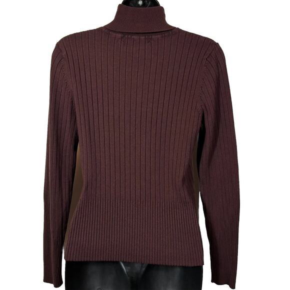 Brown Turtleneck Sweater Ribbed Bamboo Traders Women's Size Medium Retro Preppy - Picture 7 of 10